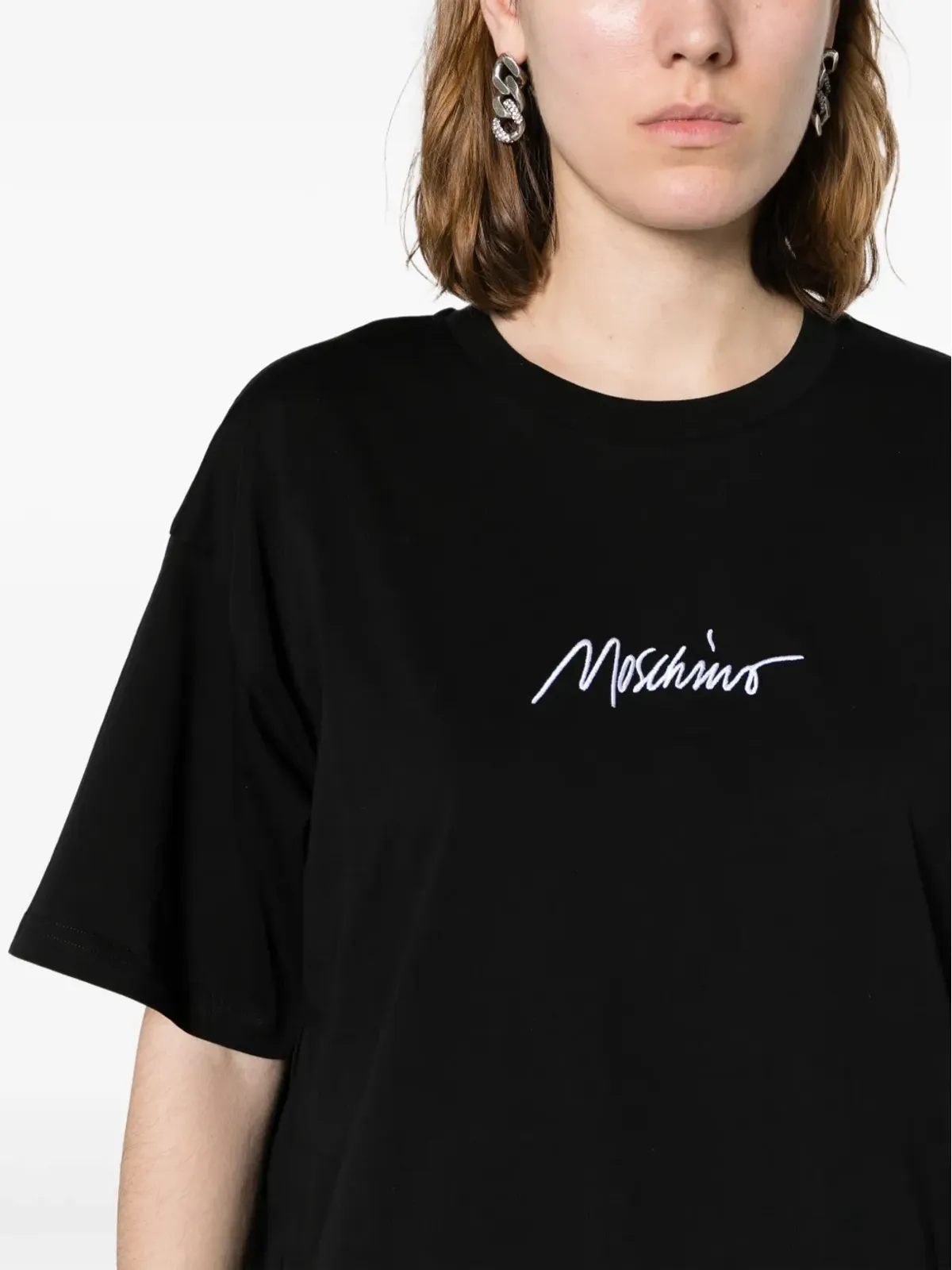 Moschino ロゴ刺繍 コットン Tシャツ - ブラック - 画像5