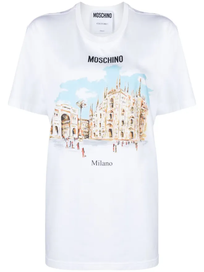 Moschino Moschino イラストプリント オーガニックコットン Tシャツ - ホワイトの商品画像