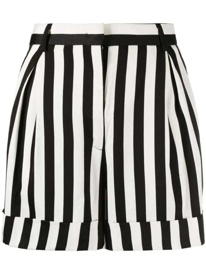 Moschino Moschino ストライプ柄ワイドレッグサテンショートパンツ - ブラックの商品画像