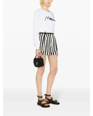 Moschino ストライプ柄ワイドレッグサテンショートパンツ - ブラック - サムネイル3
