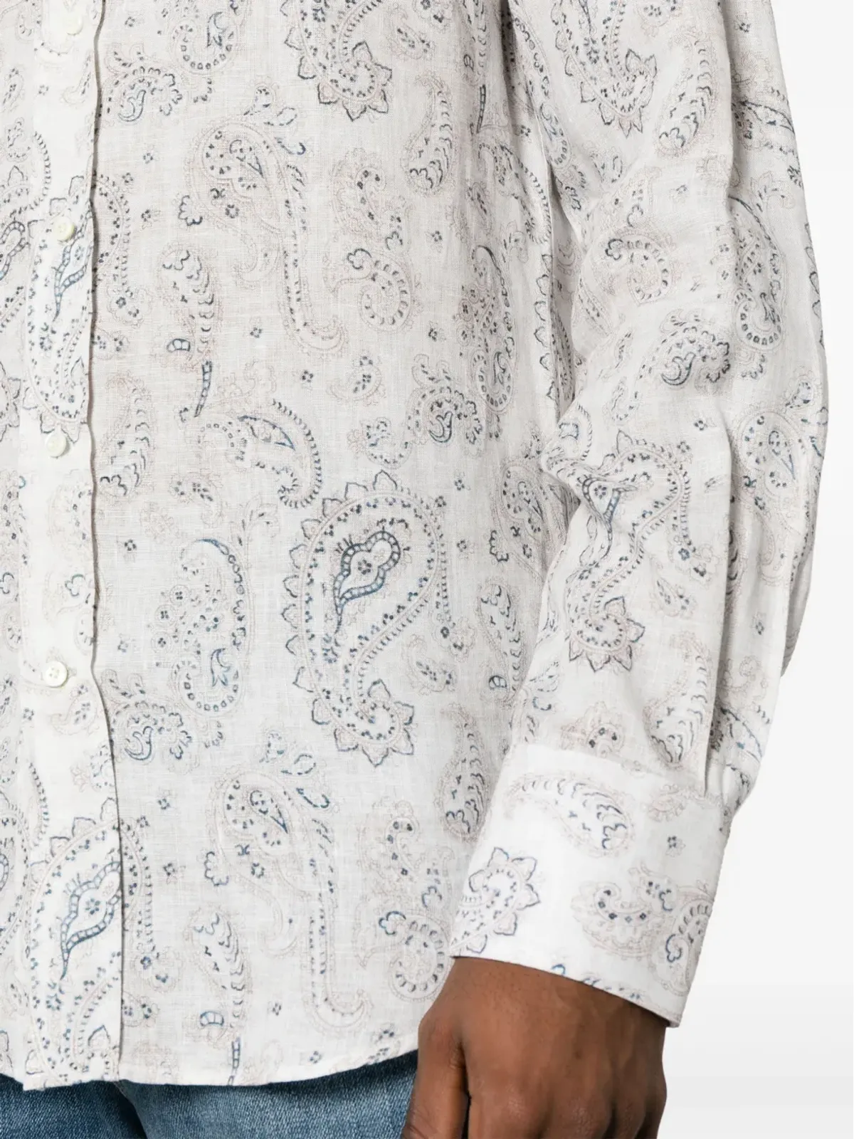 Brunello Cucinelli ペイズリープリントのリネンシャツ - 画像5