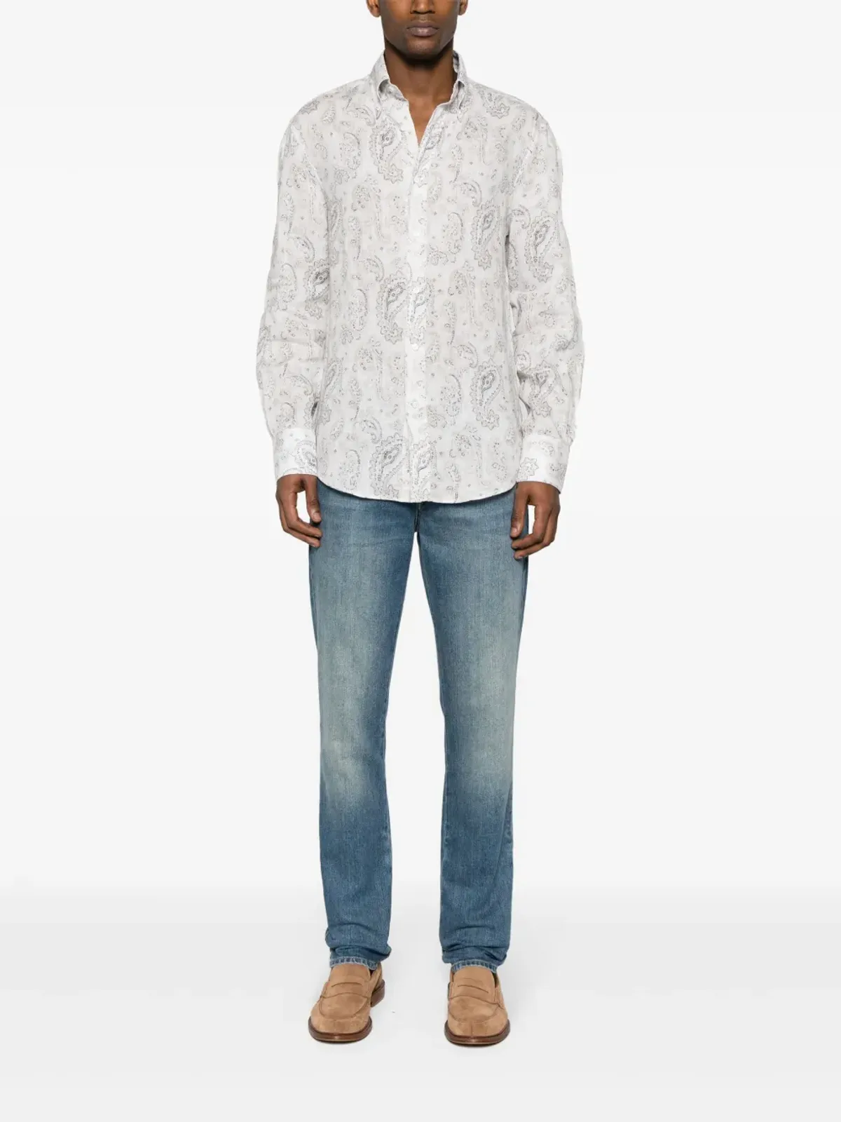 Brunello Cucinelli ペイズリープリントのリネンシャツ - 画像2