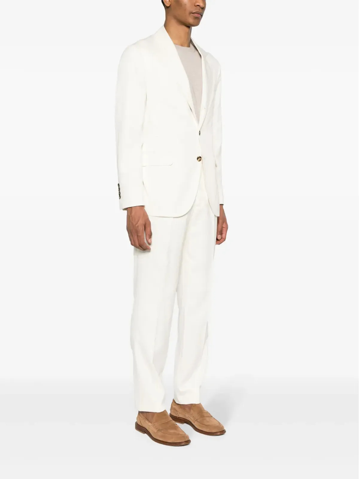 Brunello Cucinelli シングルブレスト シルク スーツ - ホワイト - 画像3