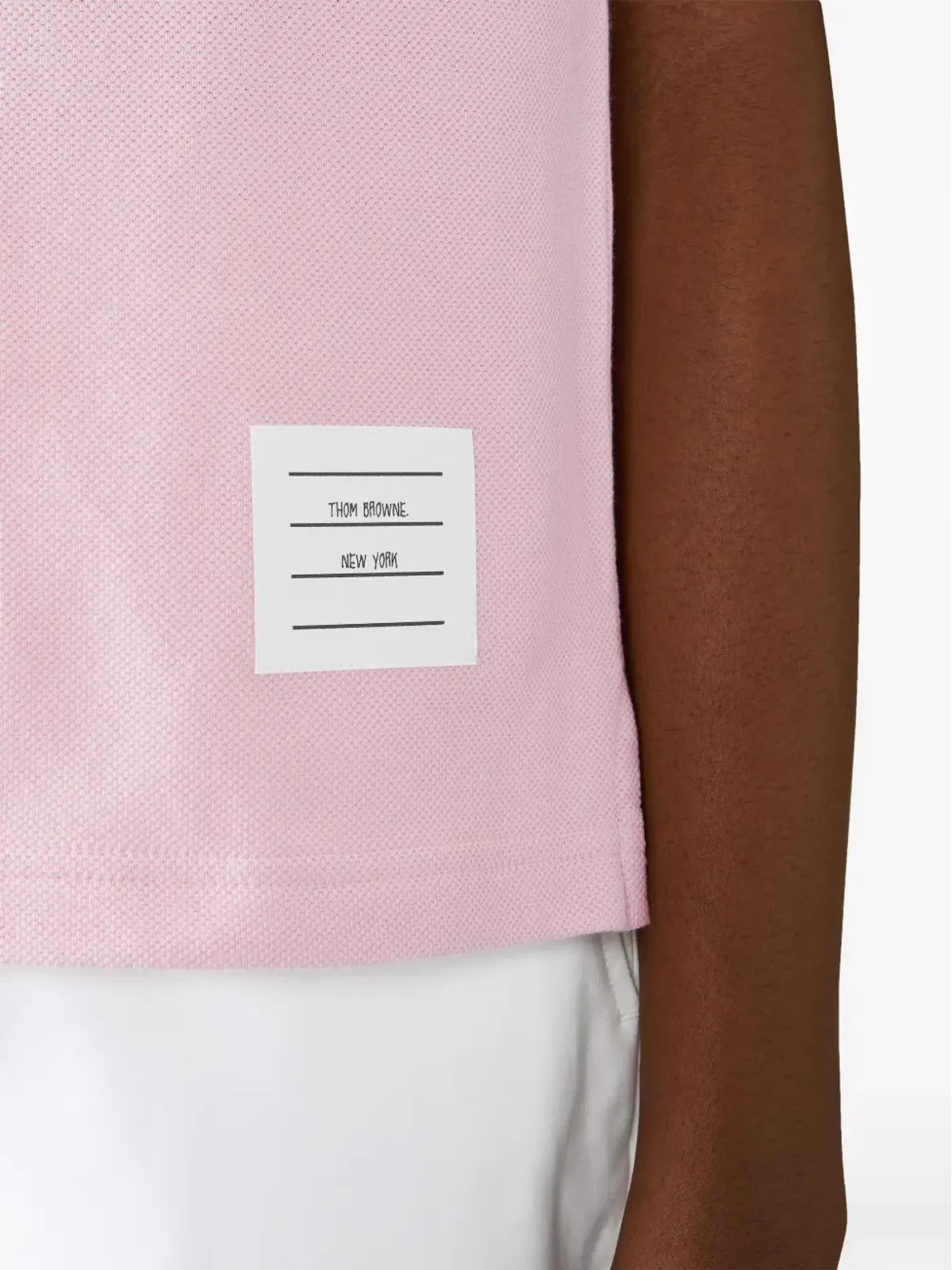 Thom Browne 4バー ピケ織ポロシャツ ピンク - 画像5