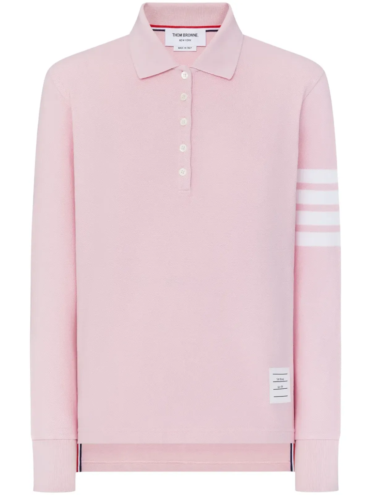 Thom Browne 三本ライン長袖ポロシャツ - ピンク - 画像1