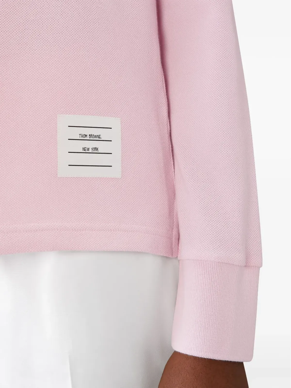 Thom Browne 三本ライン長袖ポロシャツ - ピンク - 画像5