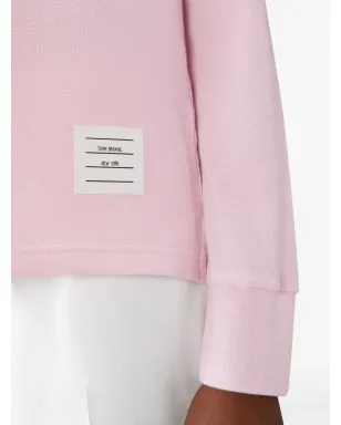 Thom Browne 三本ライン長袖ポロシャツ - ピンク - サムネイル5