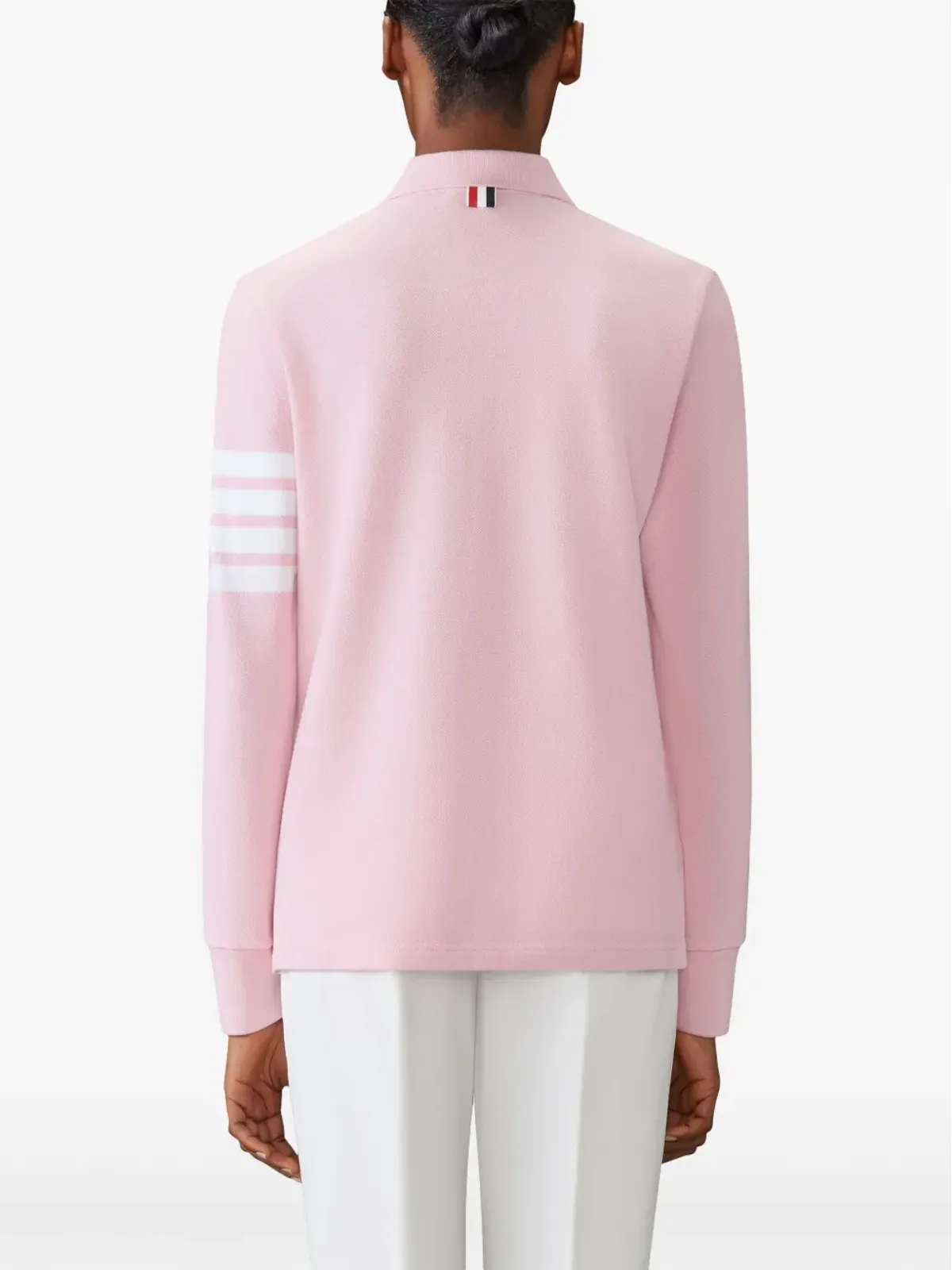 Thom Browne 三本ライン長袖ポロシャツ - ピンク - 画像4