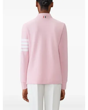 Thom Browne 三本ライン長袖ポロシャツ - ピンク - サムネイル4