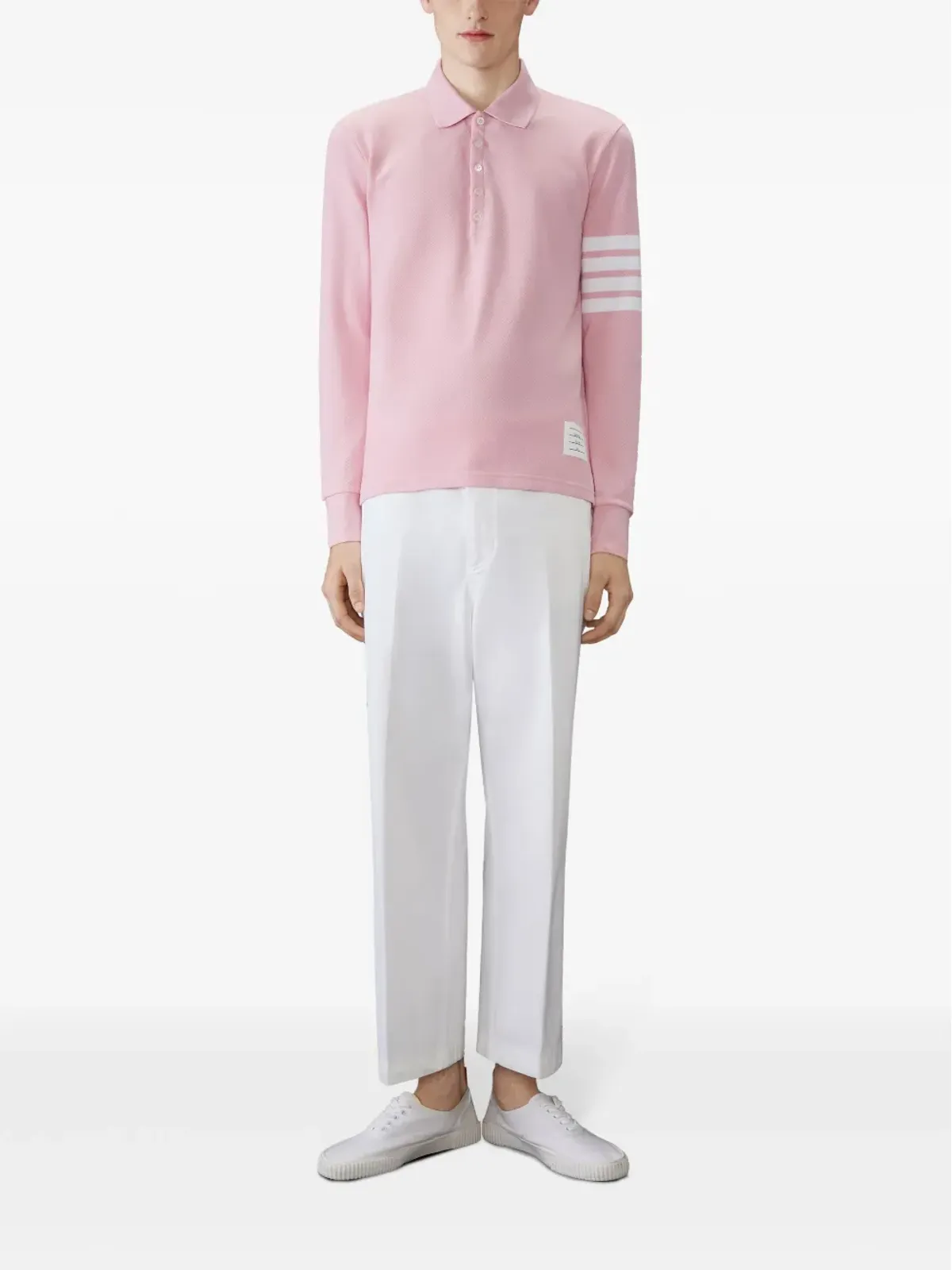 Thom Browne 三本ストライプ長袖ポロシャツ - 画像2
