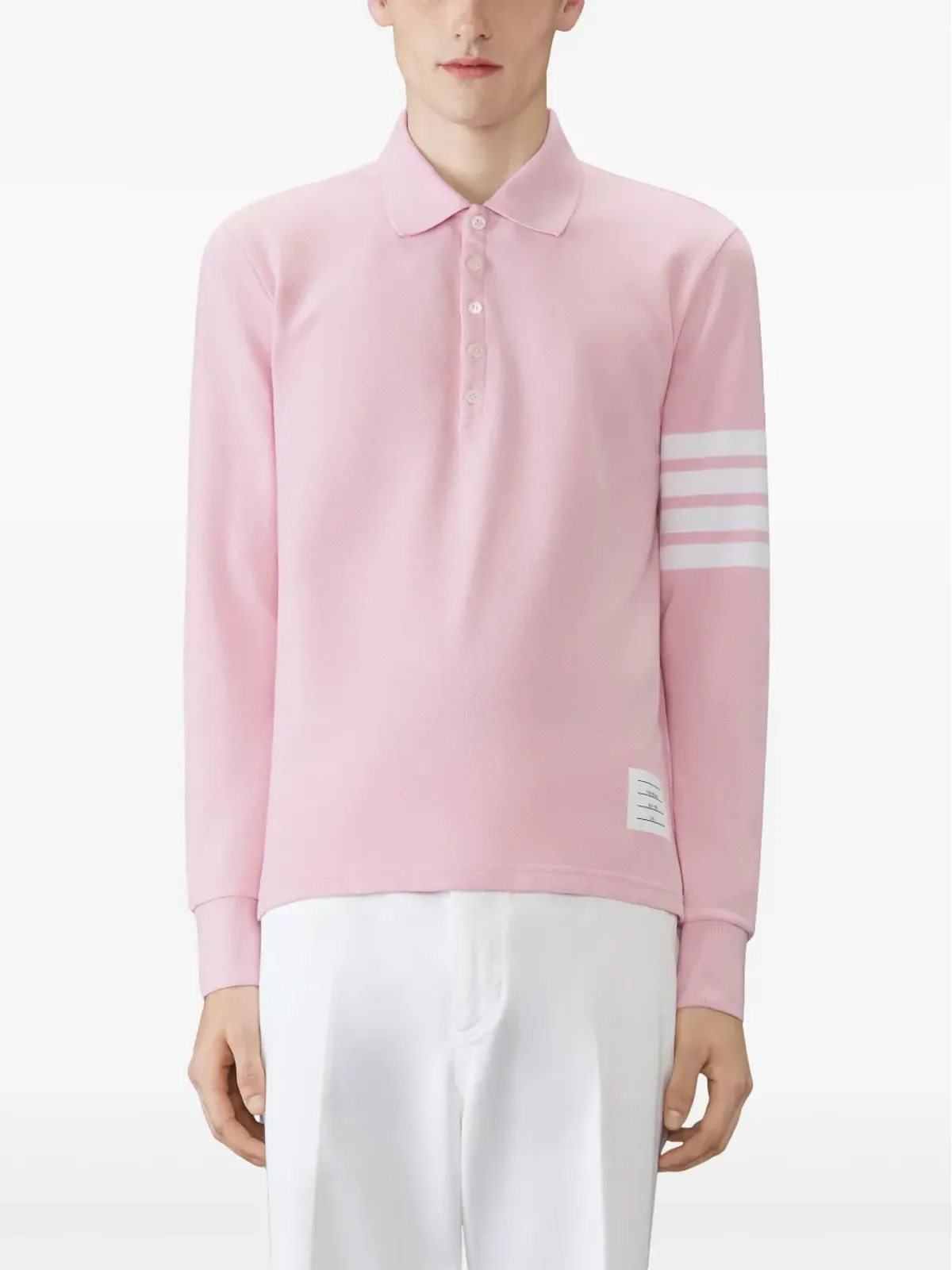 Thom Browne 三本ストライプ長袖ポロシャツ - 画像3