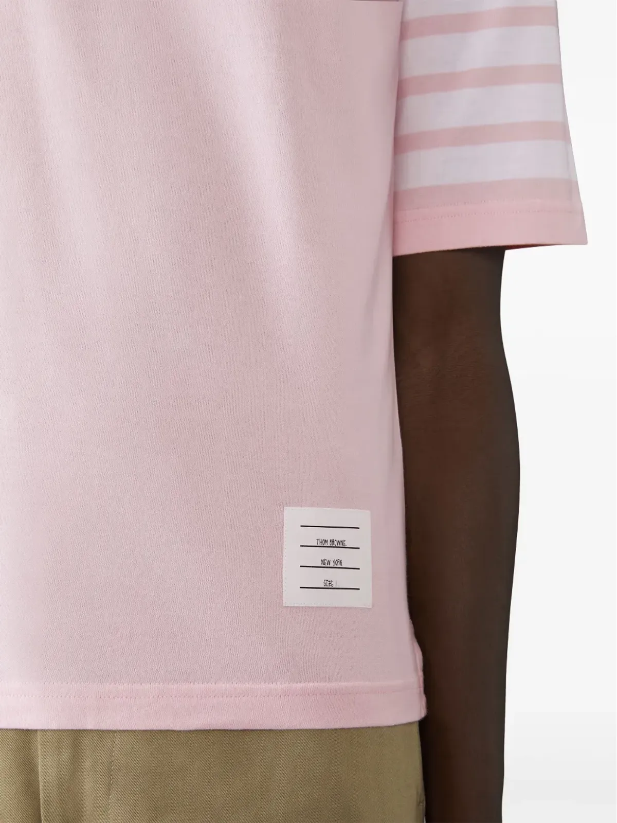 Thom Browne 三本ストライプ Tシャツ ピンク - 画像5