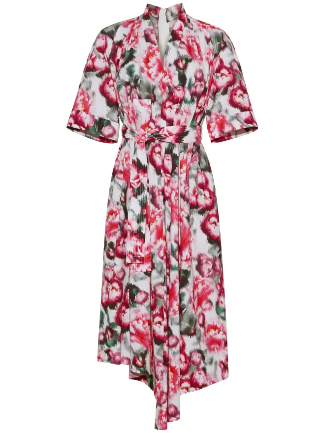 Adam Lippes Adam Lippes 花柄プリント アシンメトリーミディドレスの商品画像