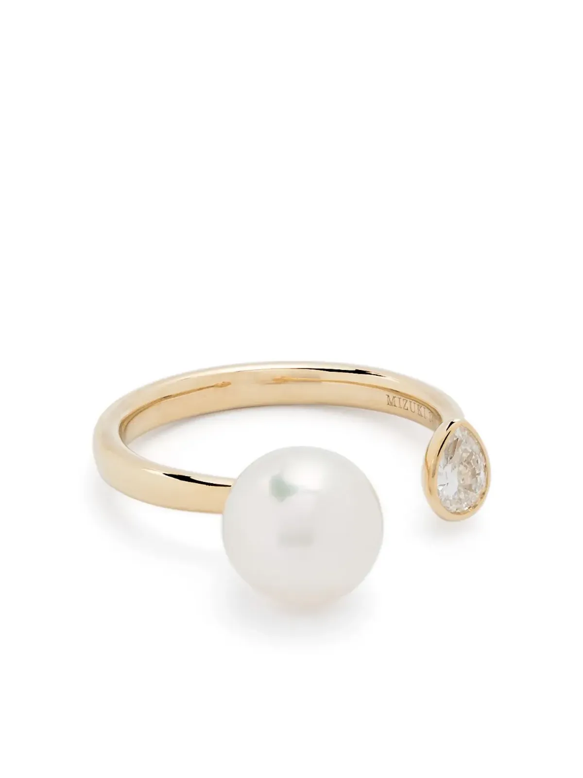 Mizuki Sea Of Beauty 14kt gold pearl and diamond open ring - 画像1