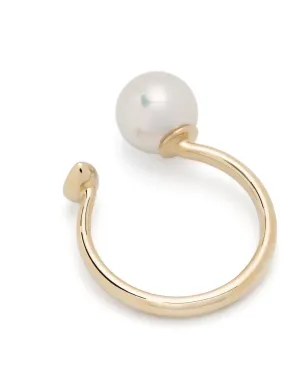 Mizuki Sea Of Beauty 14kt gold pearl and diamond open ring - サムネイル4