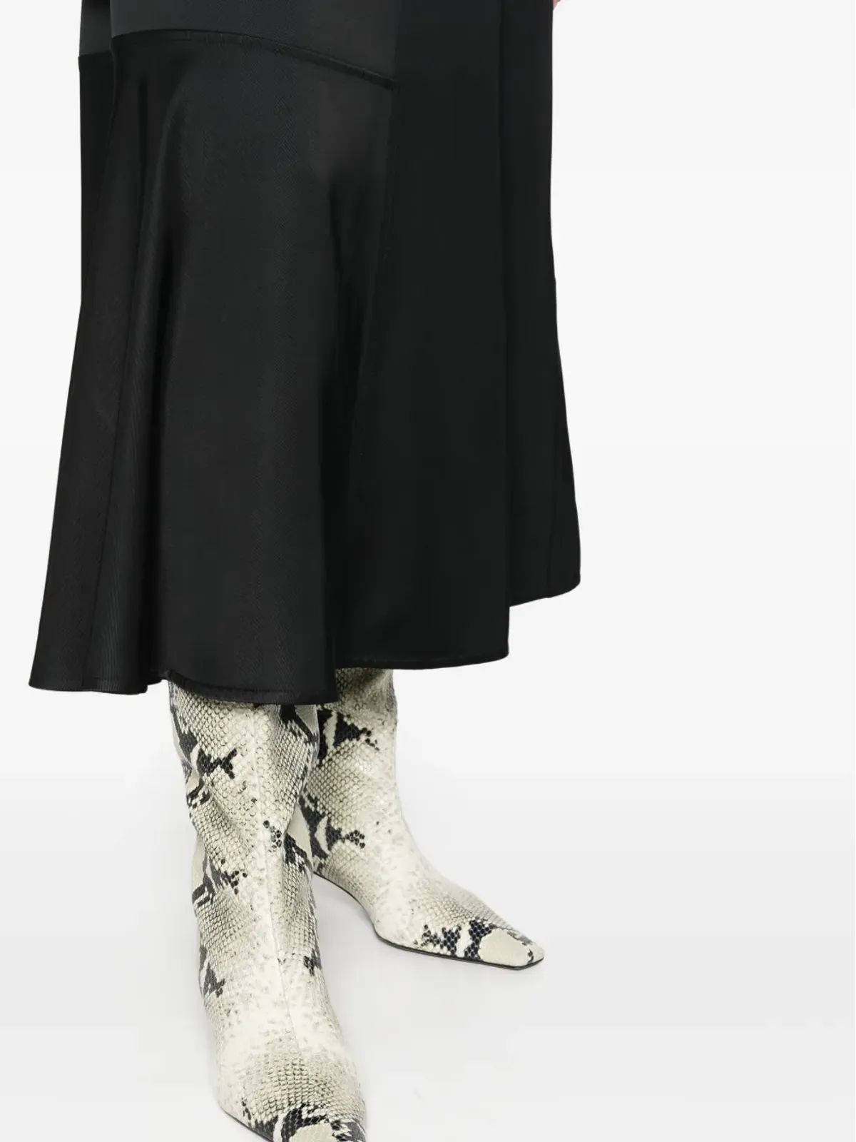 Jil Sander ハイウエスト パネルデザイン ミディスカート ブラック - 画像5