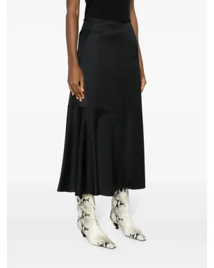 Jil Sander ハイウエスト パネルデザイン ミディスカート ブラック - サムネイル3