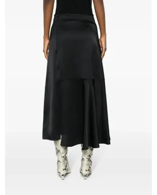 Jil Sander ハイウエスト パネルデザイン ミディスカート ブラック - サムネイル4