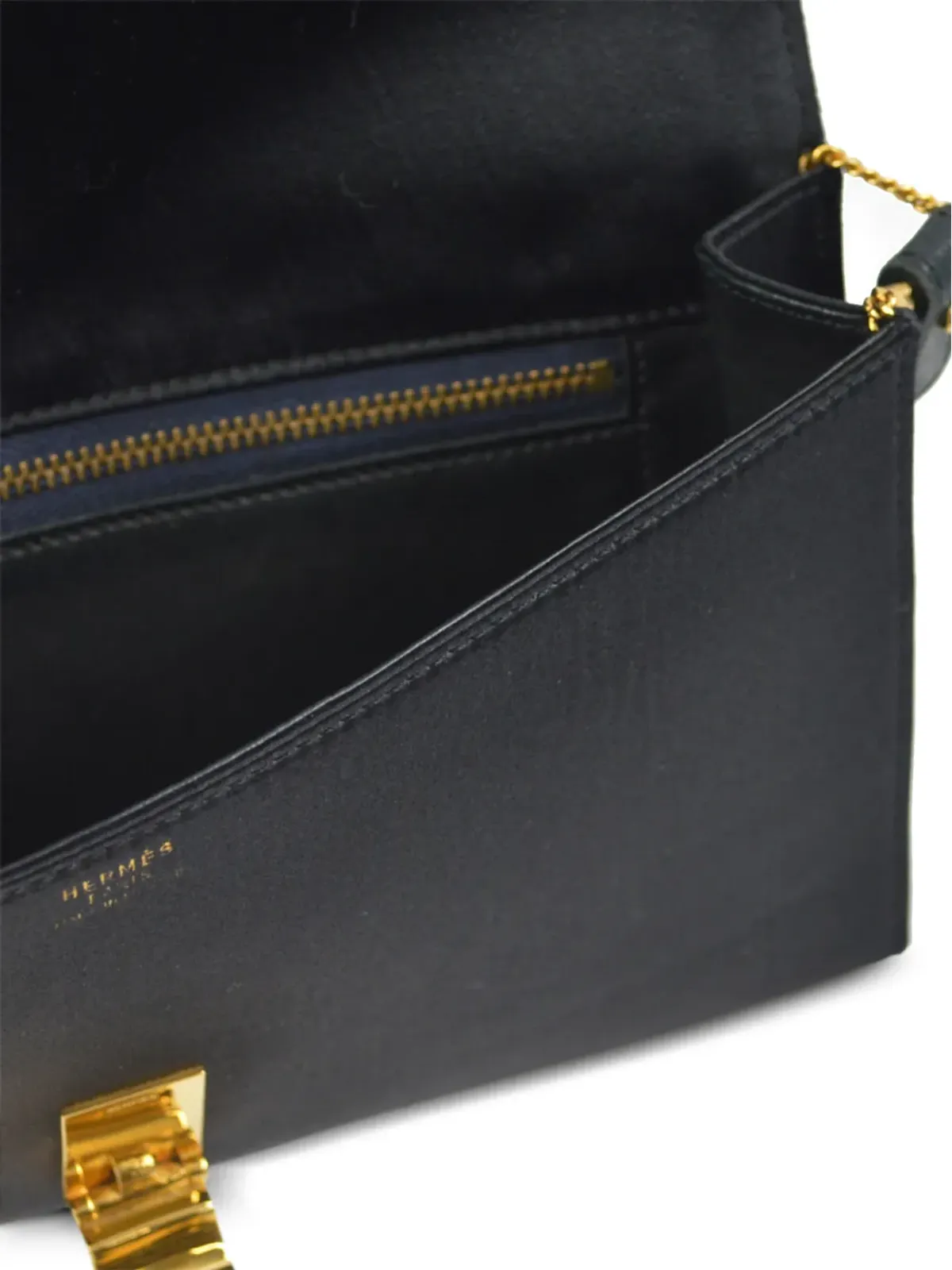Hermès ビンテージ 1983年 サテン ショルダーバッグ - ブラック - 画像4