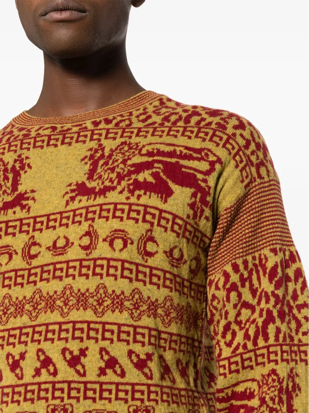 Vivienne Westwood インターシャ編み クルーネック セーター - レッド - 画像5