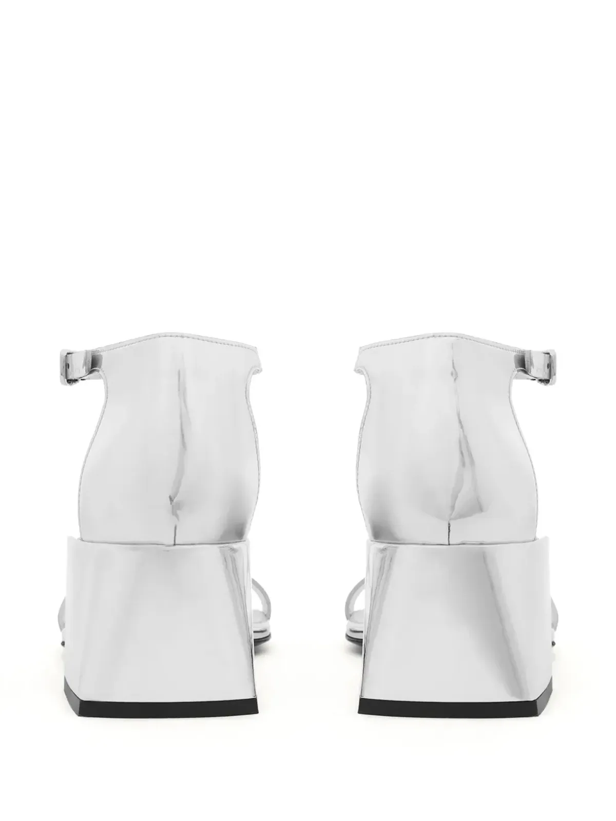Courrèges ダブルバックル レザーサンダル - シルバー - 画像4