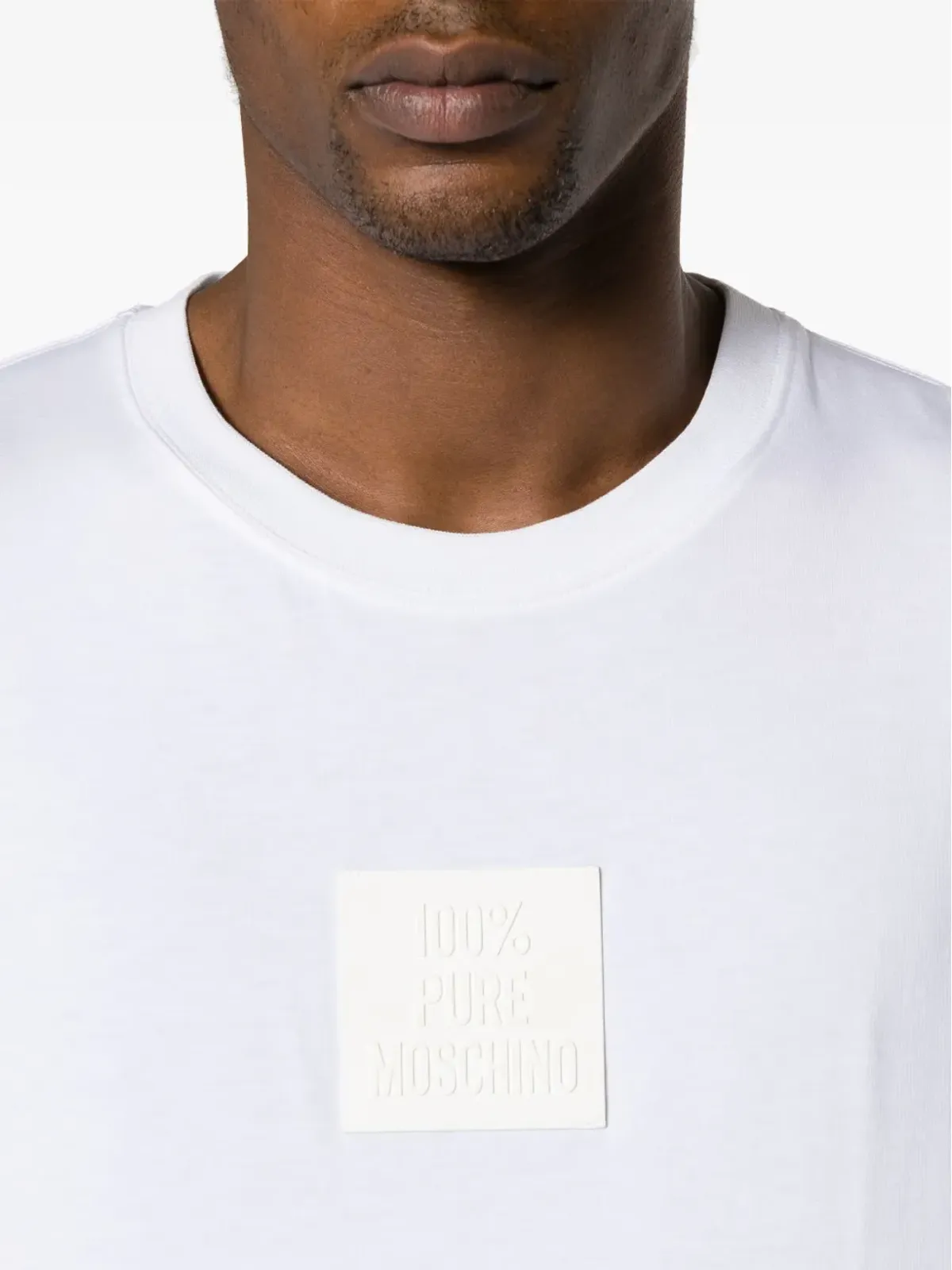 Moschino ロゴパッチ ストレッチコットン Tシャツ ホワイト - 画像5