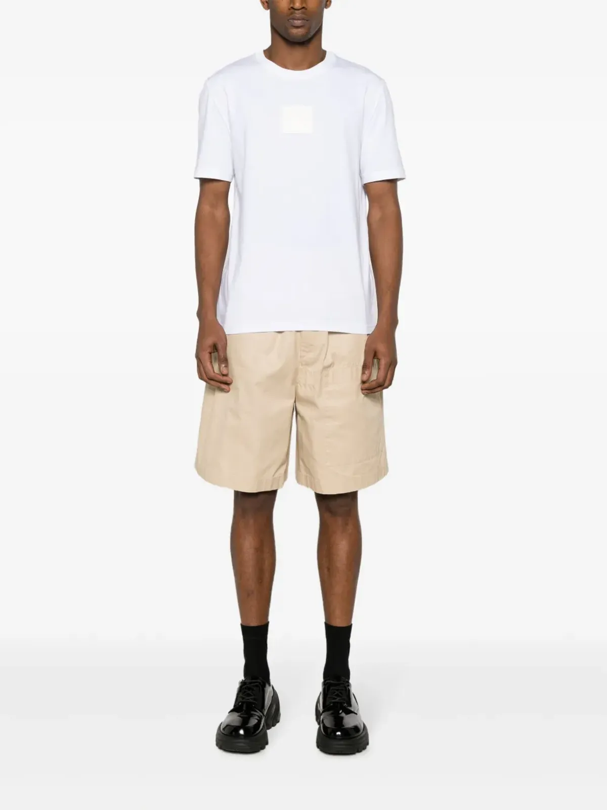Moschino ロゴパッチ ストレッチコットン Tシャツ ホワイト - 画像2