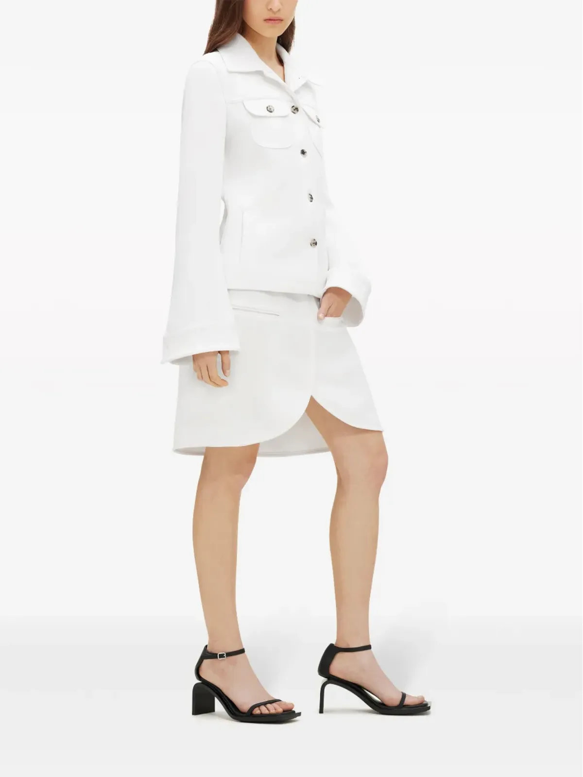 Courrèges ツイル地 シングルブレスト ジャケット ホワイト - 画像3