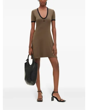 Courrèges Vネックミニドレス グリーン - サムネイル2