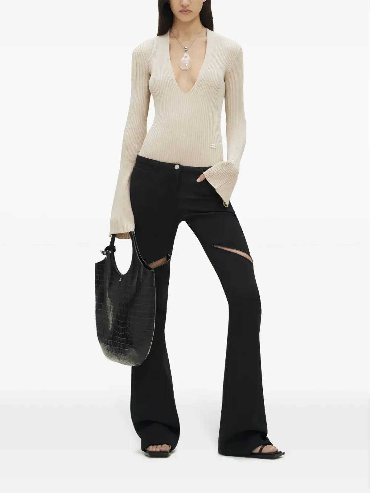 Courrèges リブニット ボディスーツ - ニュートラルカラー - 画像2