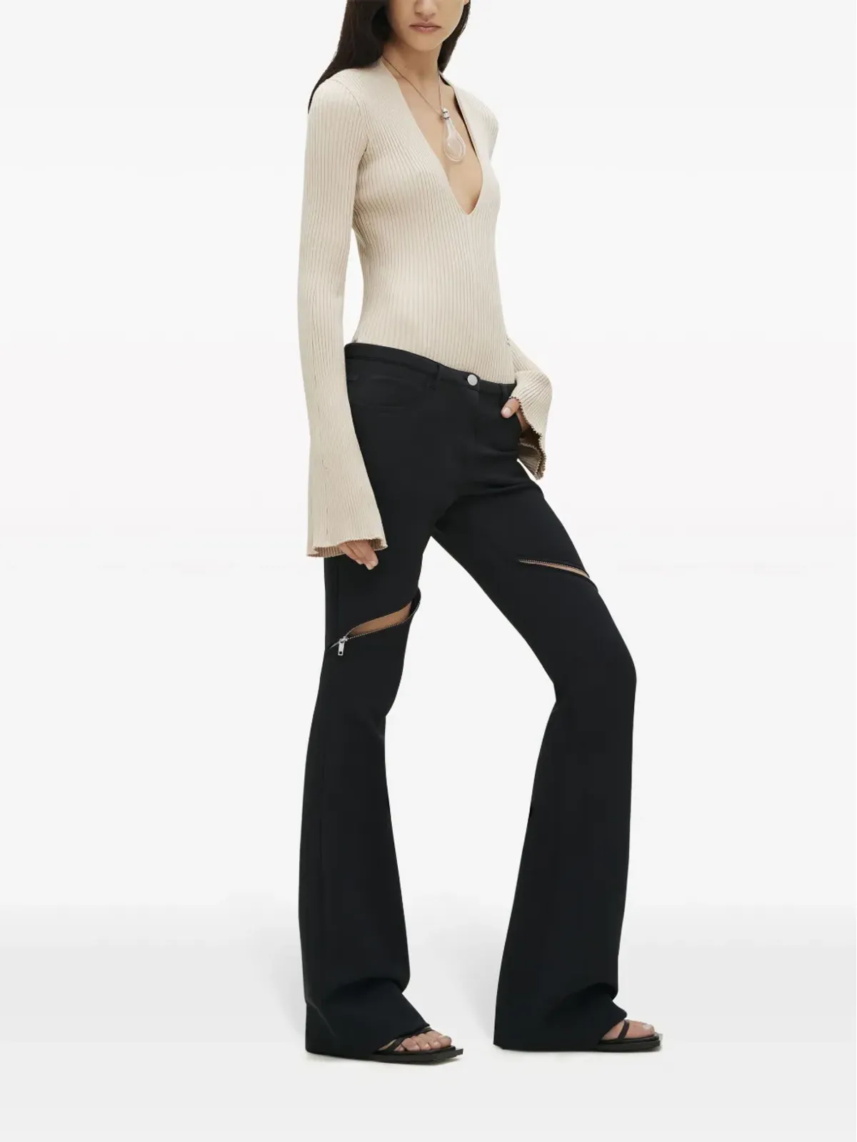 Courrèges リブニット ボディスーツ - ニュートラルカラー - 画像3