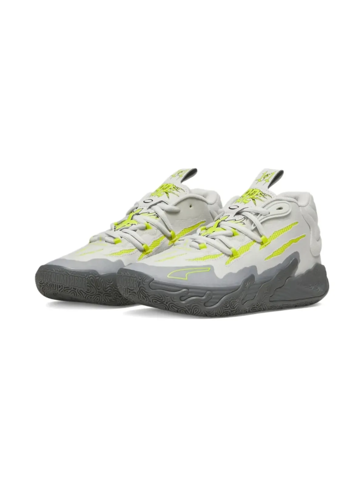 Puma Kids MB.03 "Feather Grey/Lime Smash" sneakers - White - 画像2