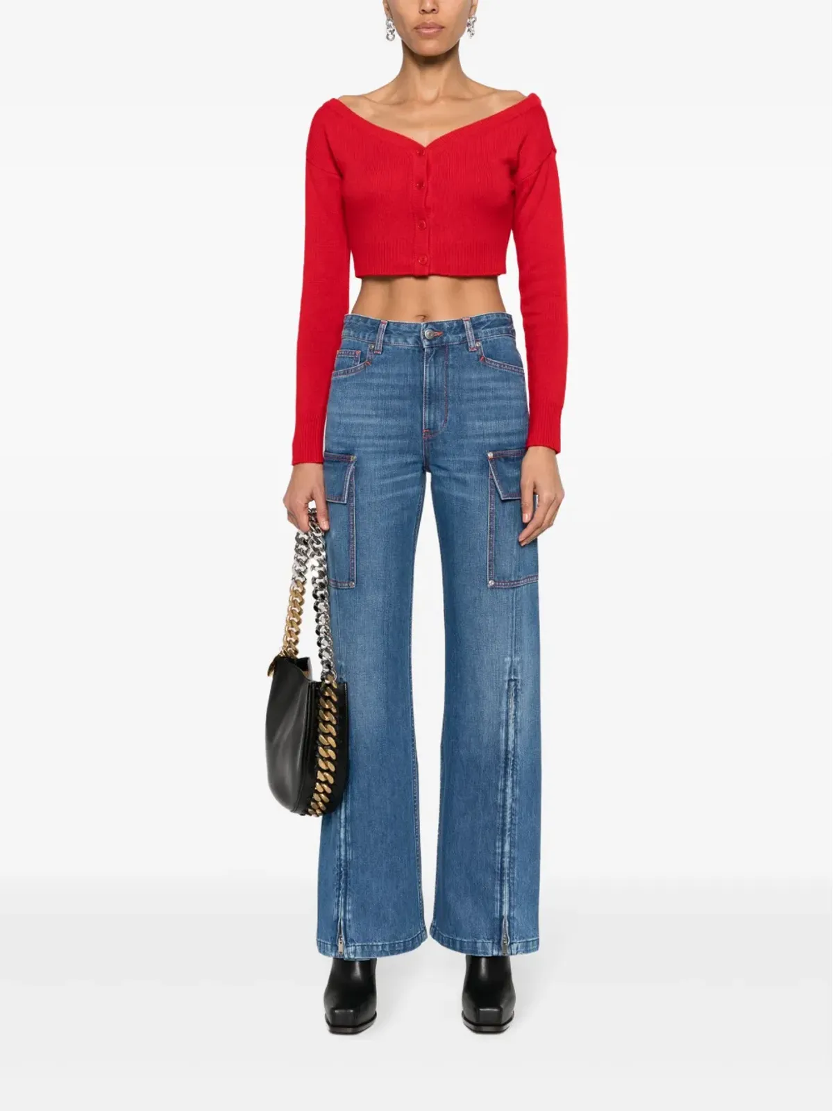 Stella McCartney ビンテージ アンクルジップ付きワイドジーンズ ブルー - 画像2