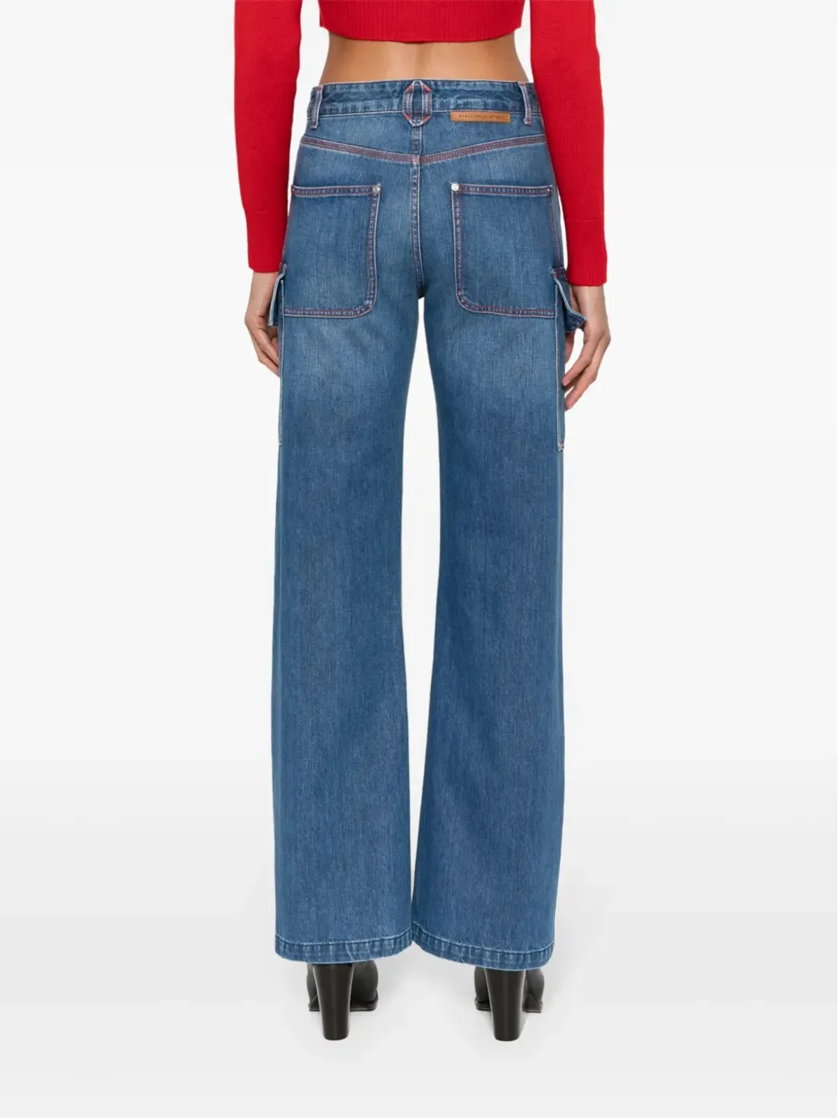 Stella McCartney ビンテージ アンクルジップ付きワイドジーンズ ブルー - 画像4