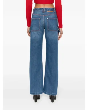 Stella McCartney ビンテージ アンクルジップ付きワイドジーンズ ブルー - サムネイル4