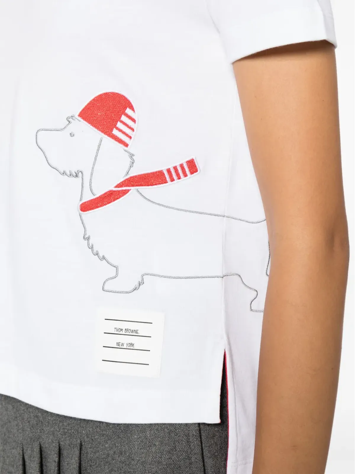 Thom Browne 犬の刺繍入りコットンTシャツ - ホワイト - 画像5