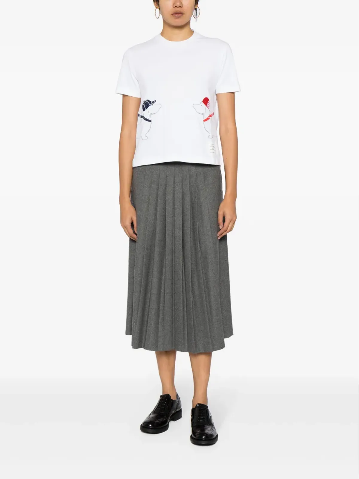 Thom Browne 犬の刺繍入りコットンTシャツ - ホワイト - 画像2