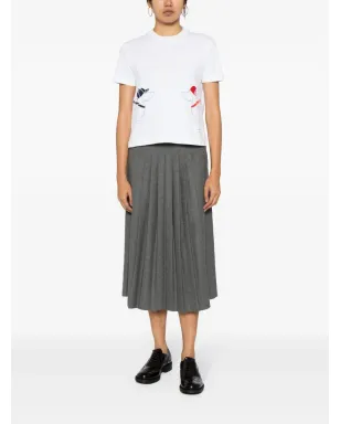 Thom Browne 犬の刺繍入りコットンTシャツ - ホワイト - サムネイル2