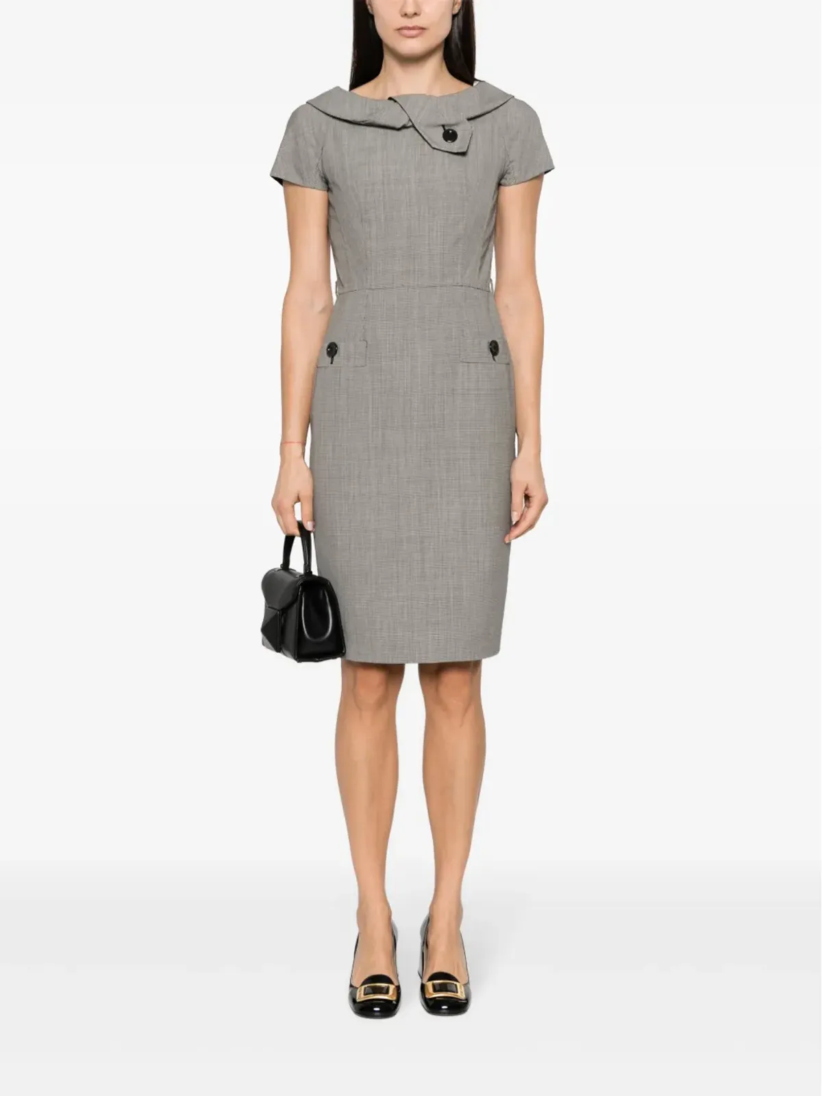 Christian Dior ビンテージ 2010年代 ハウンドトゥース柄 ウールドレス - ホワイト - 画像2