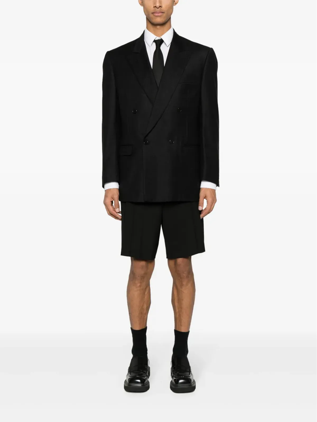 Pierre Cardin ビンテージ 1990年代 ピークドラペル ダブルブレスト ブレザー - ブラック - 画像2