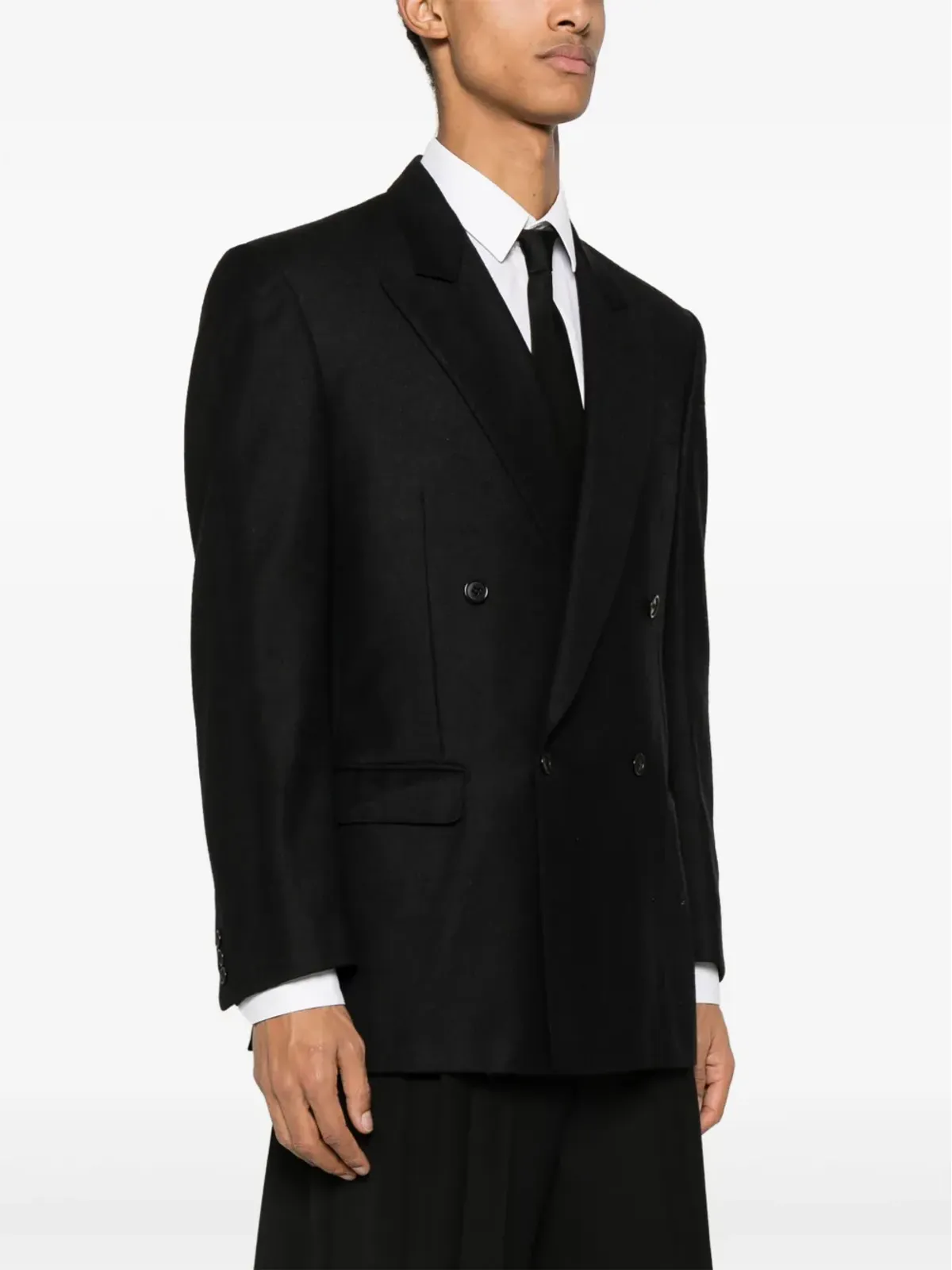 Pierre Cardin ビンテージ 1990年代 ピークドラペル ダブルブレスト ブレザー - ブラック - 画像3