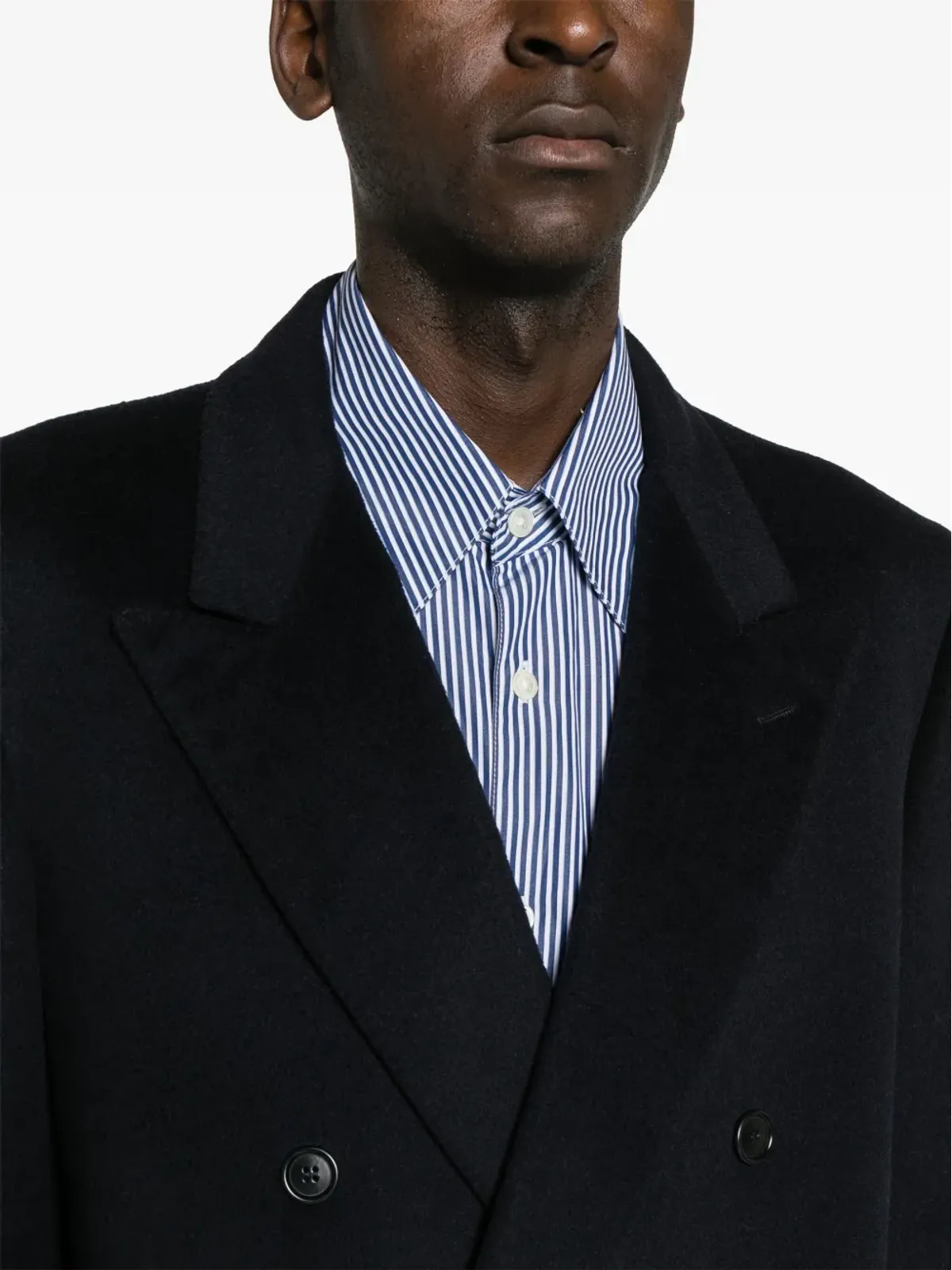Pierre Cardin Pre-Owned 1970s double-breasted brushed coat - Blue - 画像5