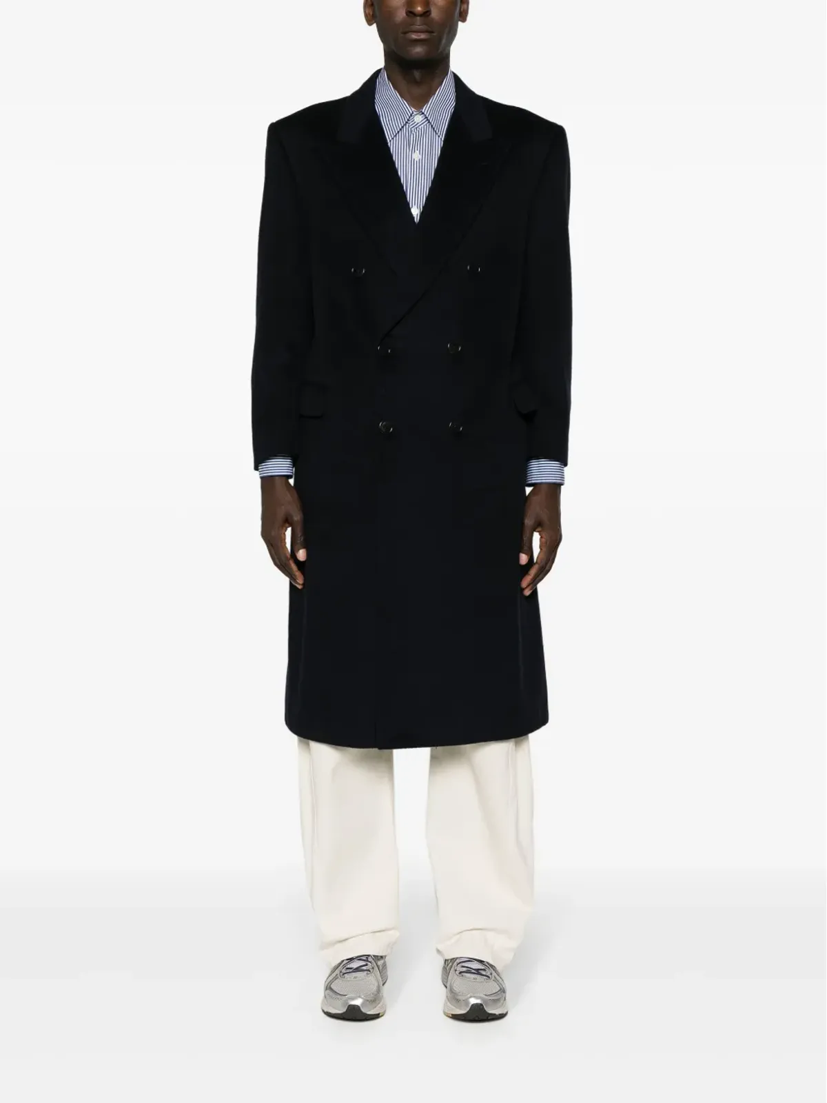 Pierre Cardin Pre-Owned 1970s double-breasted brushed coat - Blue - 画像2