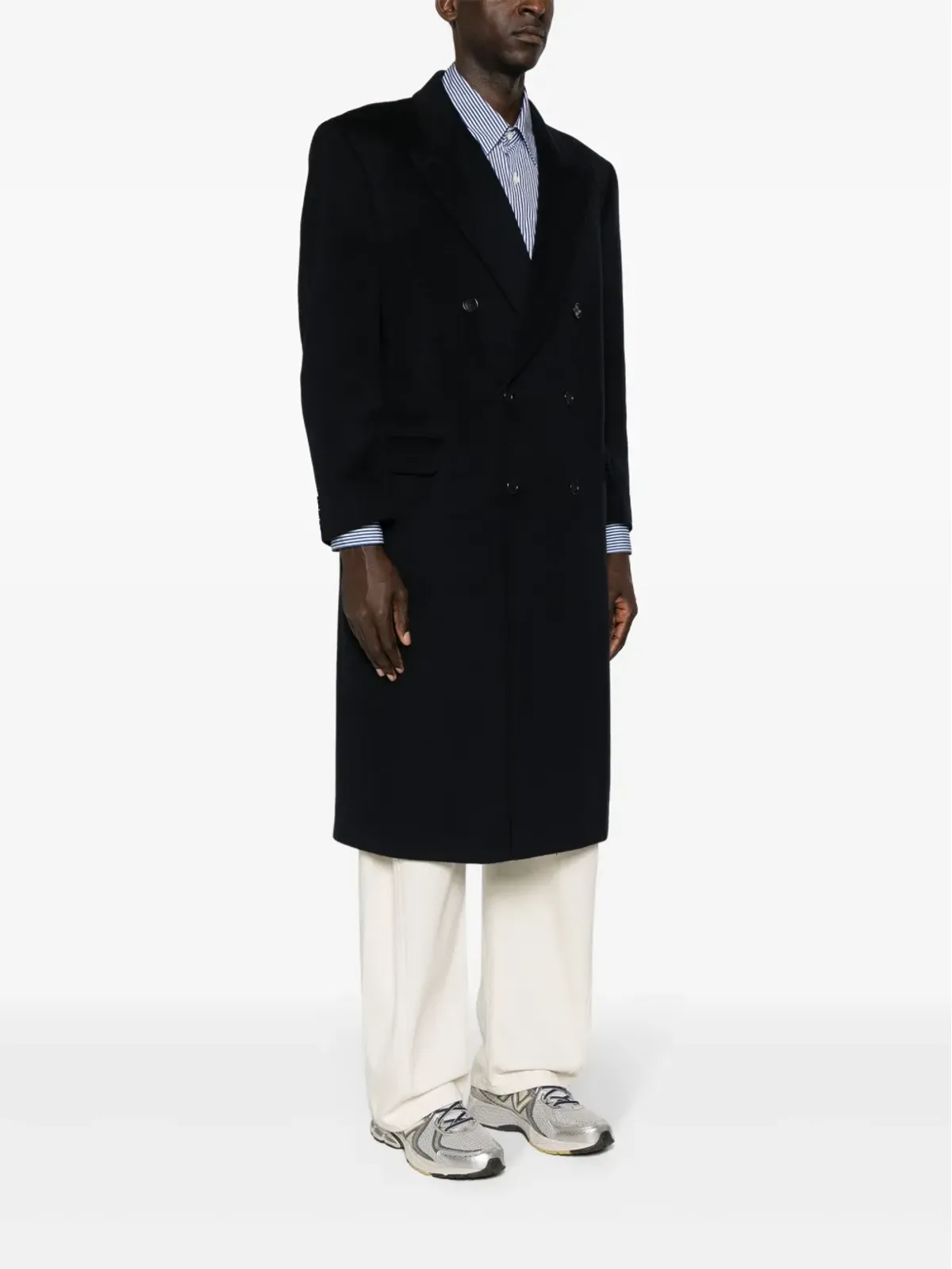 Pierre Cardin Pre-Owned 1970s double-breasted brushed coat - Blue - 画像3