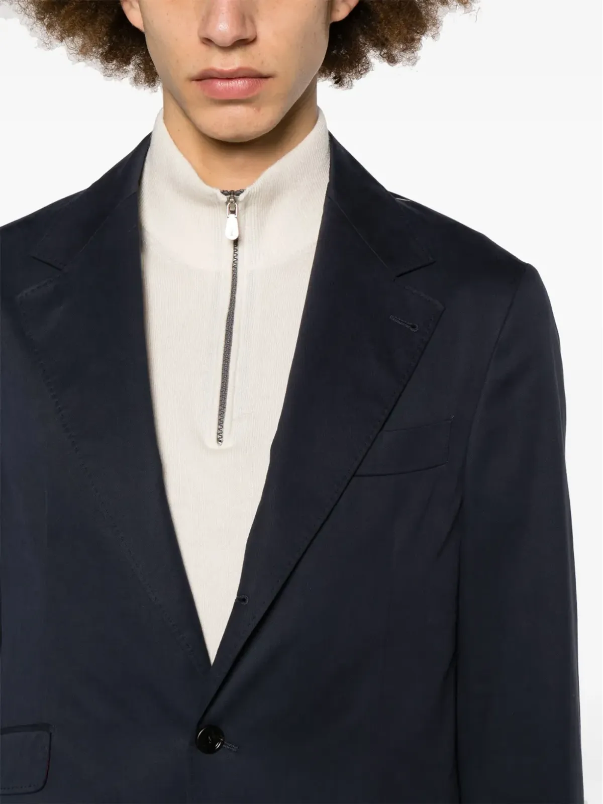 Brunello Cucinelli ツーピース コットン-カシミヤ スーツ ブルー - 画像5