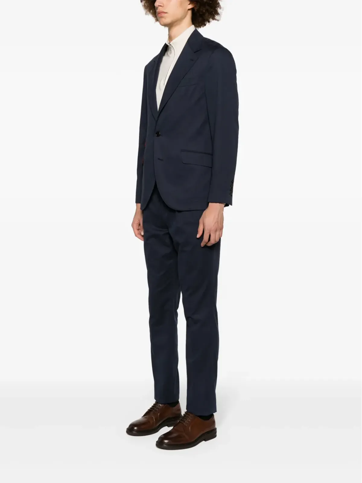 Brunello Cucinelli ツーピース コットン-カシミヤ スーツ ブルー - 画像3
