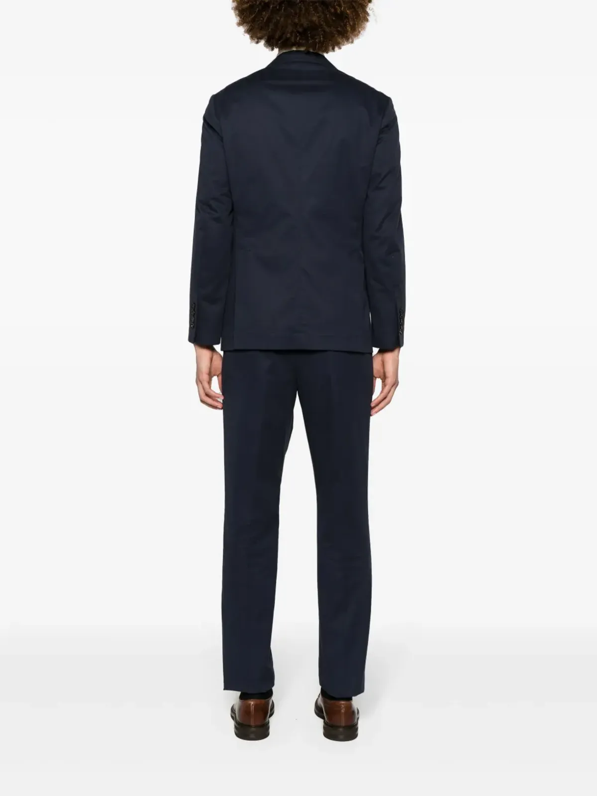 Brunello Cucinelli ツーピース コットン-カシミヤ スーツ ブルー - 画像4