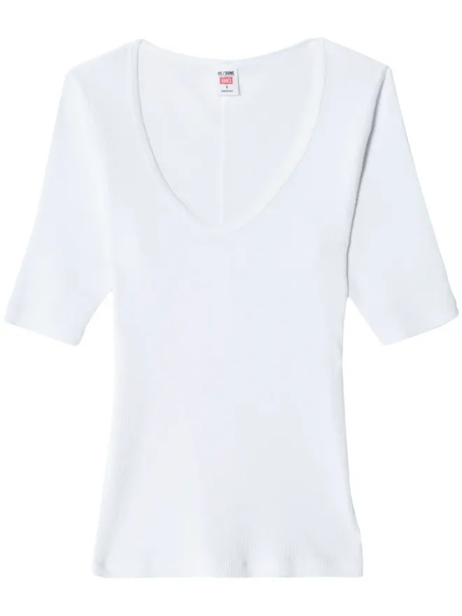 RE/DONE RE/DONE スクープネック付き コットンTシャツの商品画像
