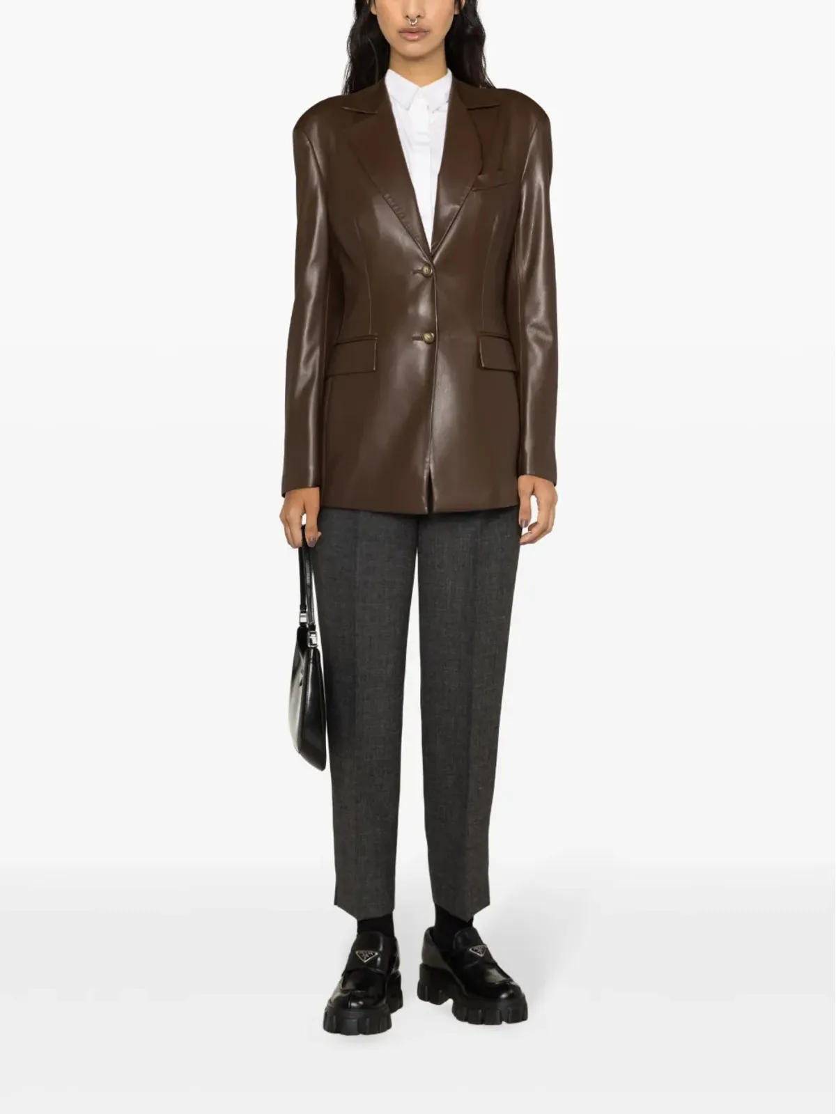 Prada ヴァージンウールのセンタープレス テーラードパンツ - グレー - 画像2