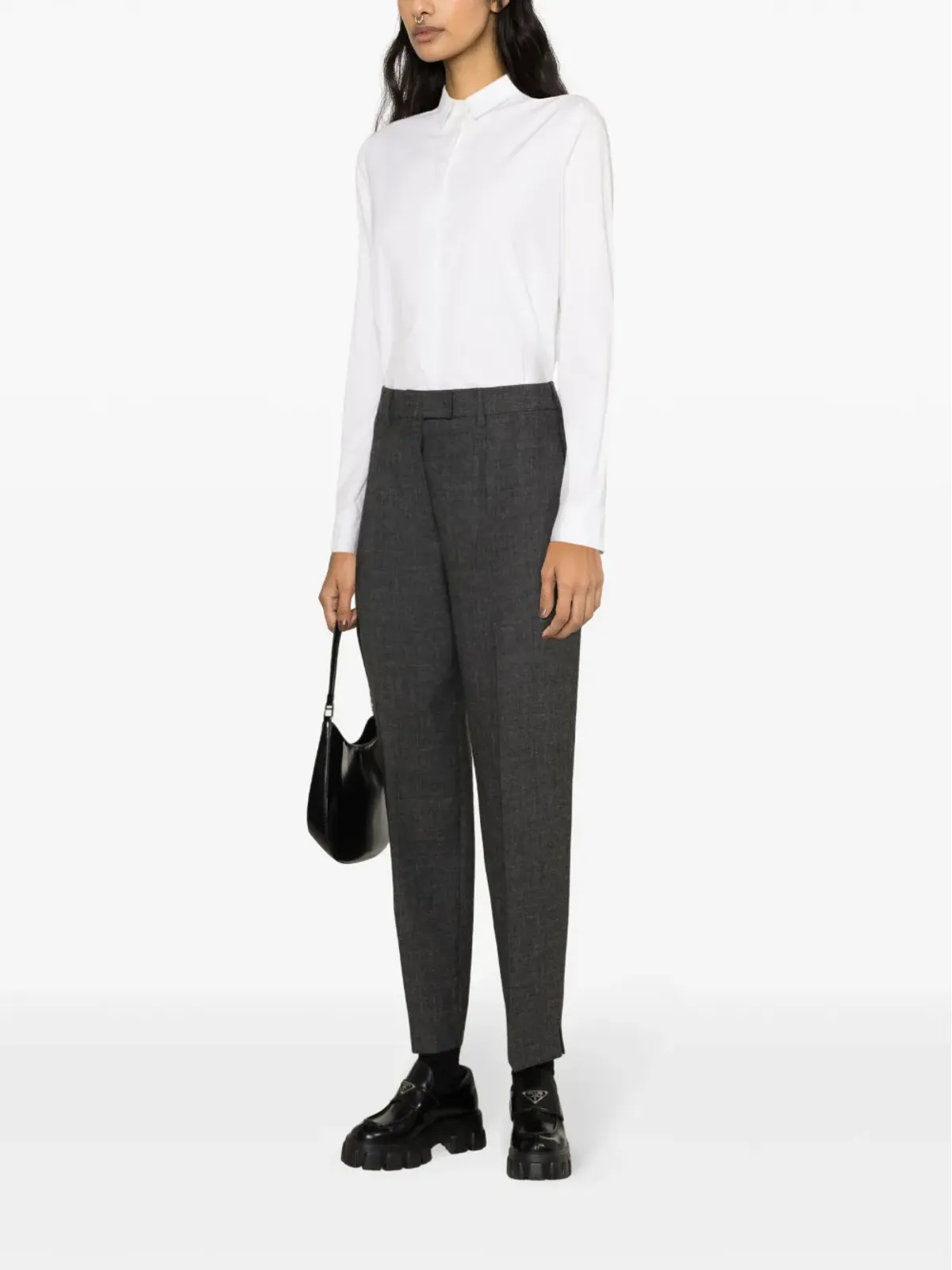 Prada ヴァージンウールのセンタープレス テーラードパンツ - グレー - 画像4